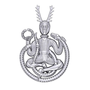 God Cernunnos in his mighty throne ~ Sterling Silver Jewelry Pendant TP3450 - Jewelry